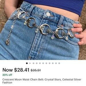 Silver Crescent Moon Waist Chain Belt